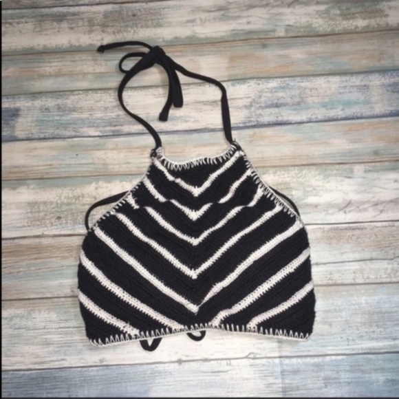 Xhilaration Black & White Striped Bikini Top - Picture 2 of 5
